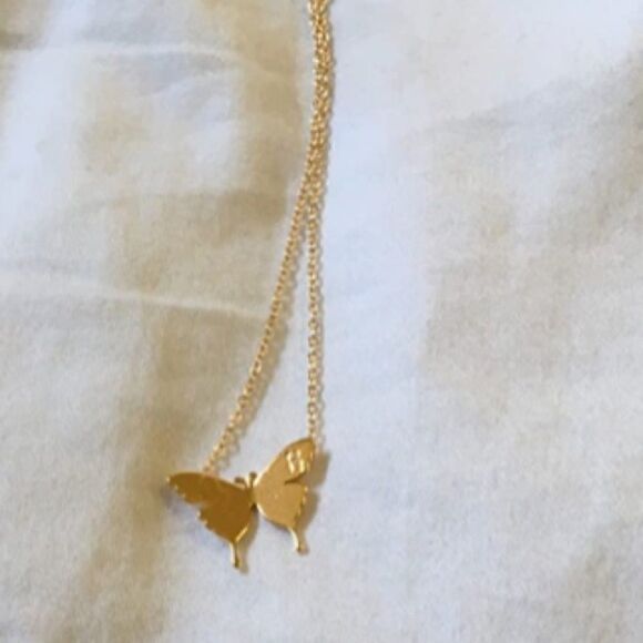 18k Gold Butterfly Initial Necklace - Picture 10 of 10